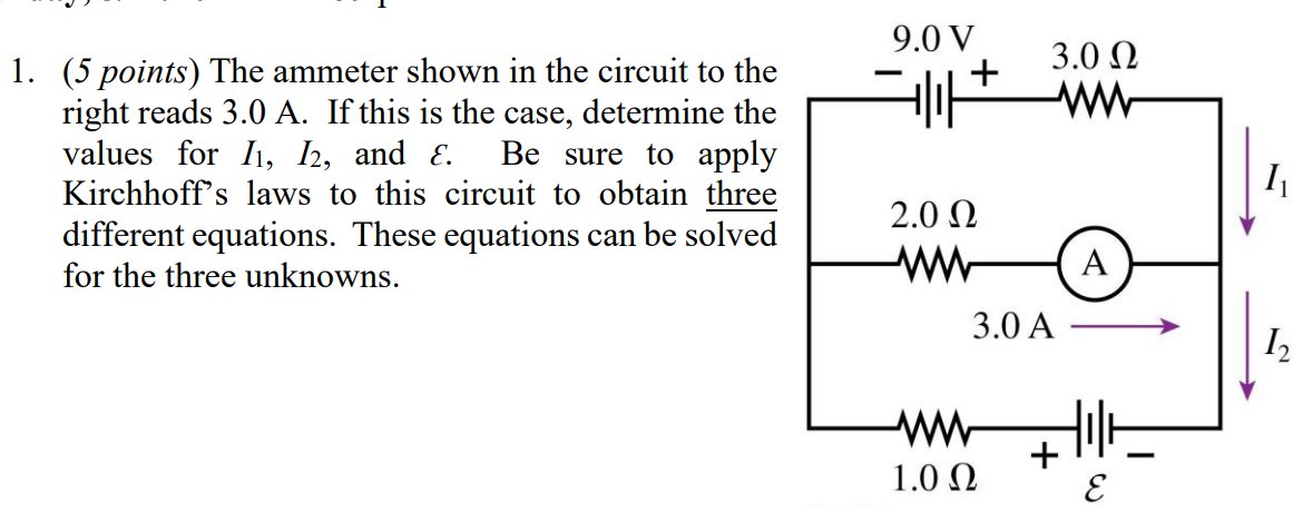 Solved 9.0 V + 3.0 12 ww 1. (5 points) The ammeter shown in | Chegg.com