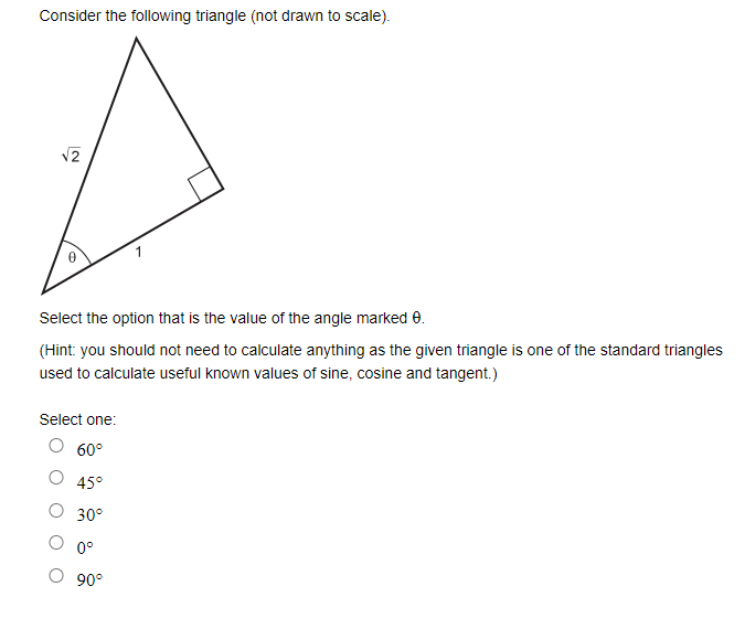 Solved Consider the following triangle (not drawn to scale).