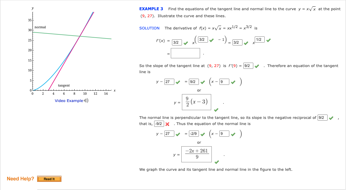 Solved EXAMPLE 3 Find the equations of the tangent line and Chegg