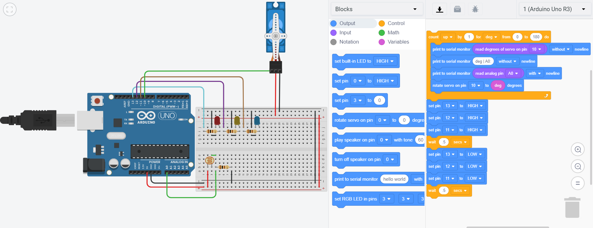 Solved TINKERCAD: How to modify my program? The problem is | Chegg.com