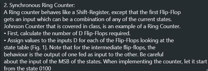 Solved 2. Synchronous Ring Counter. A Ring counter behaves | Chegg.com