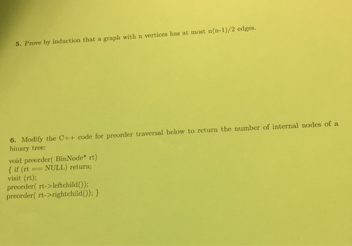 Solved 5. Prove by induction that a graph with n vertices | Chegg.com