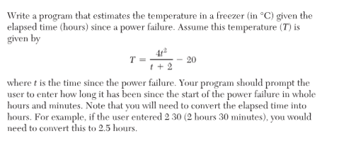 Solved Write a program that estimates the temperature in a | Chegg.com