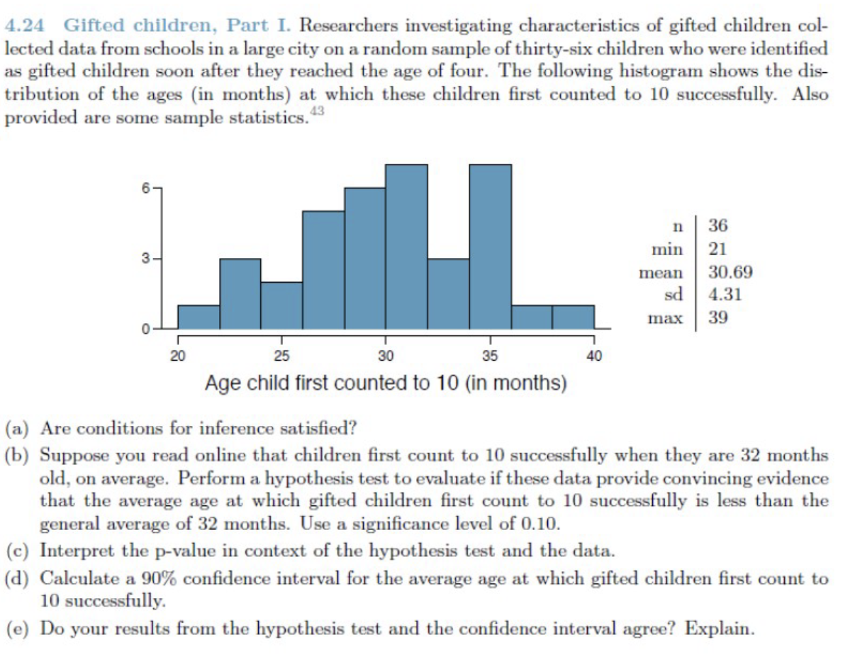 Solved 4.24 Gifted Children, Part I. Researchers 