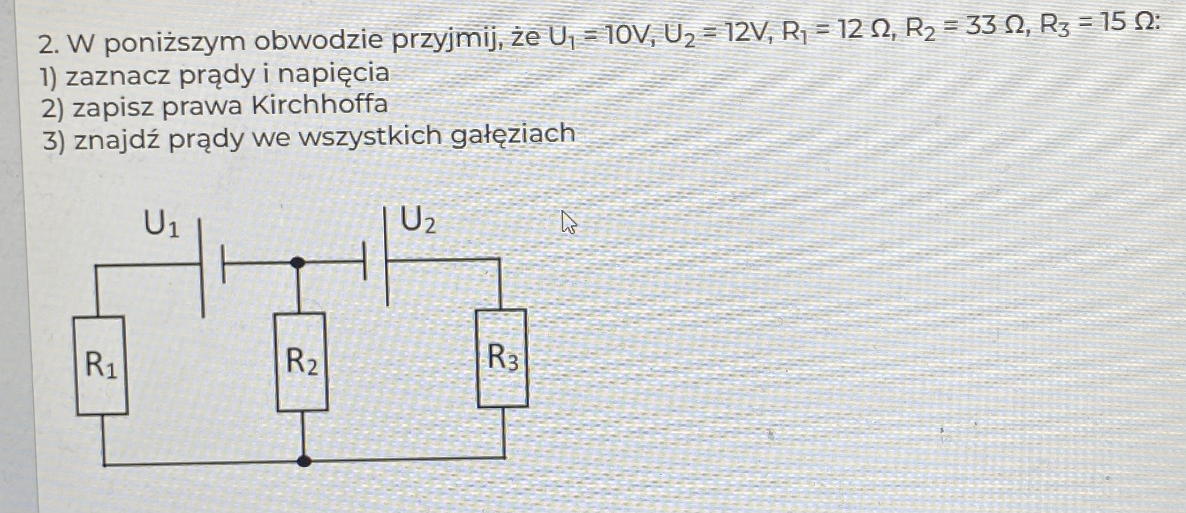 W ponizszym obwodzie przyjmij, ze U, = 10V, | Chegg.com