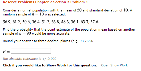 Solved Reserve Problems Chapter 7 Section 2 Problem 1 | Chegg.com