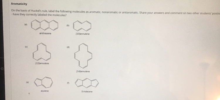 Solved Aromaticity On The Basis Of Huckel's Rule, Label The | Chegg.com