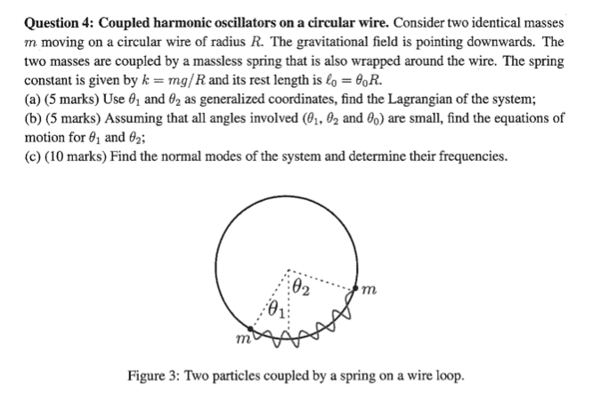 Solved Question 4: Coupled harmonic oscillators on a | Chegg.com