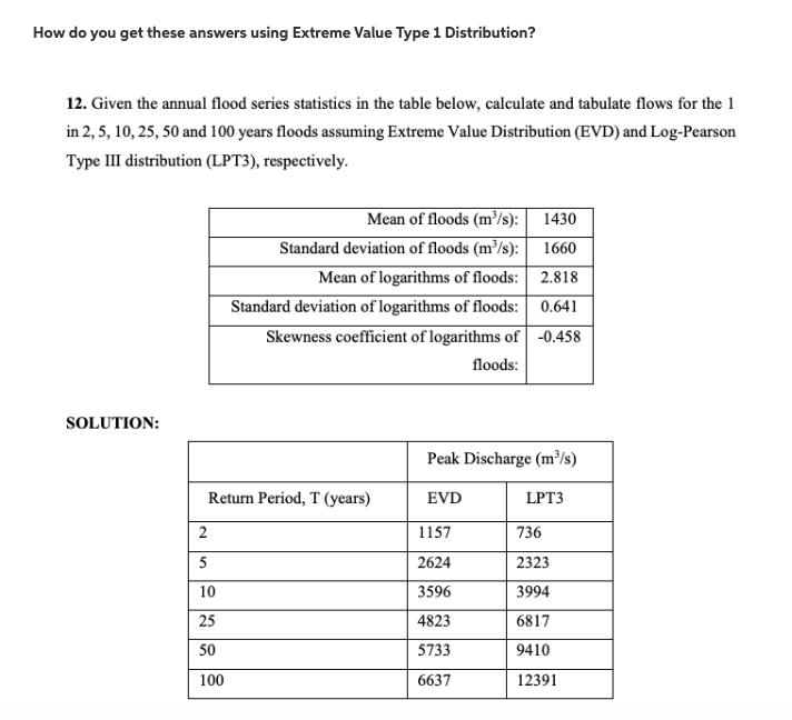How do you get these answers using Extreme Value Type | Chegg.com