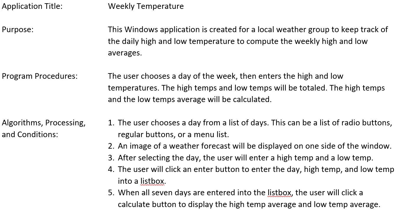 Application Title: Weekly Temperature Purpose: This | Chegg.com