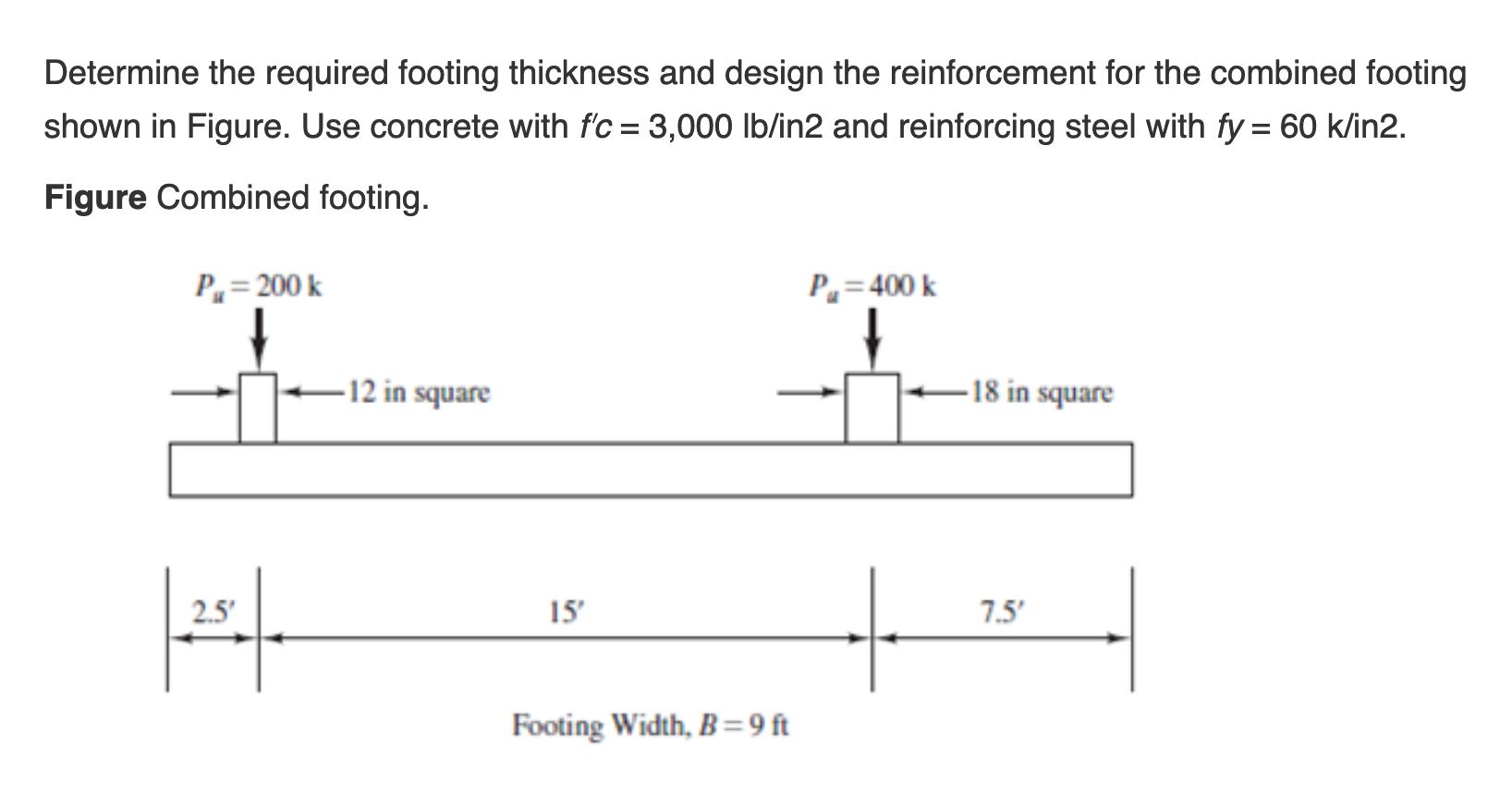 Determine the required footing thickness and design | Chegg.com