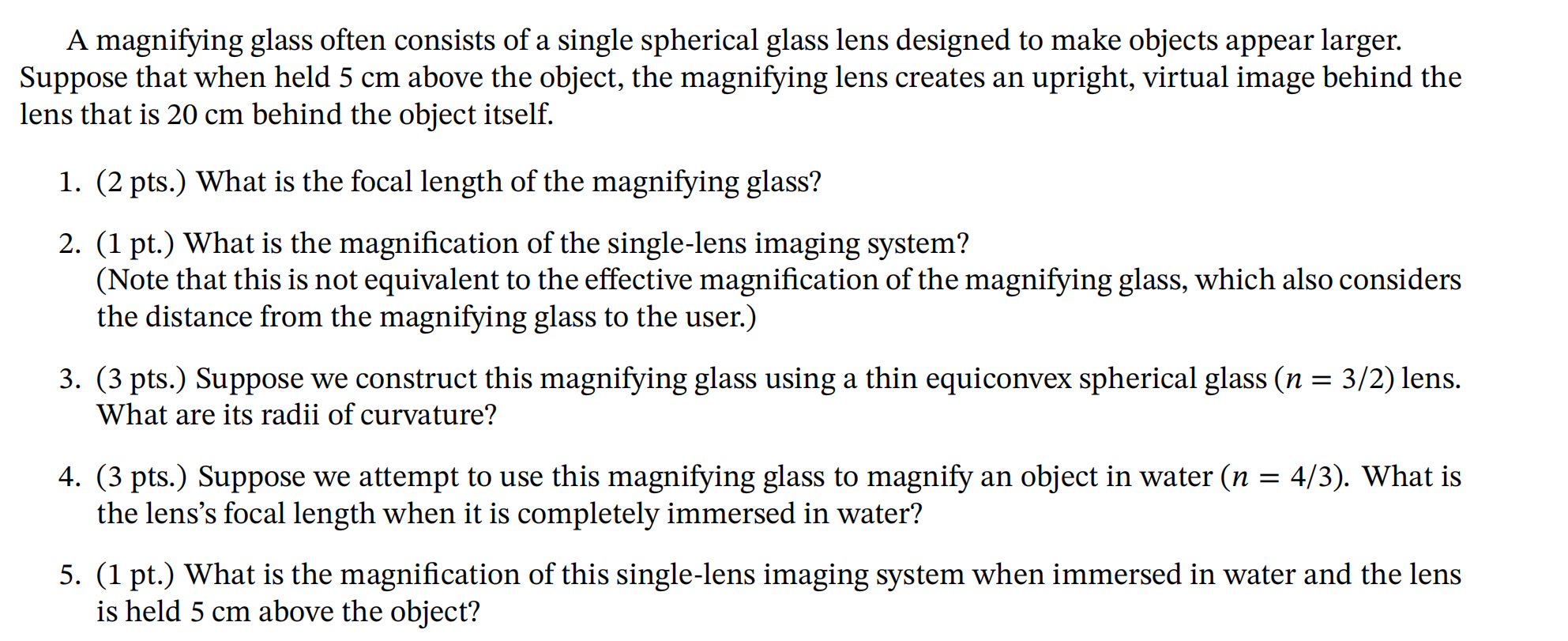 Solved A magnifying glass often consists of a single