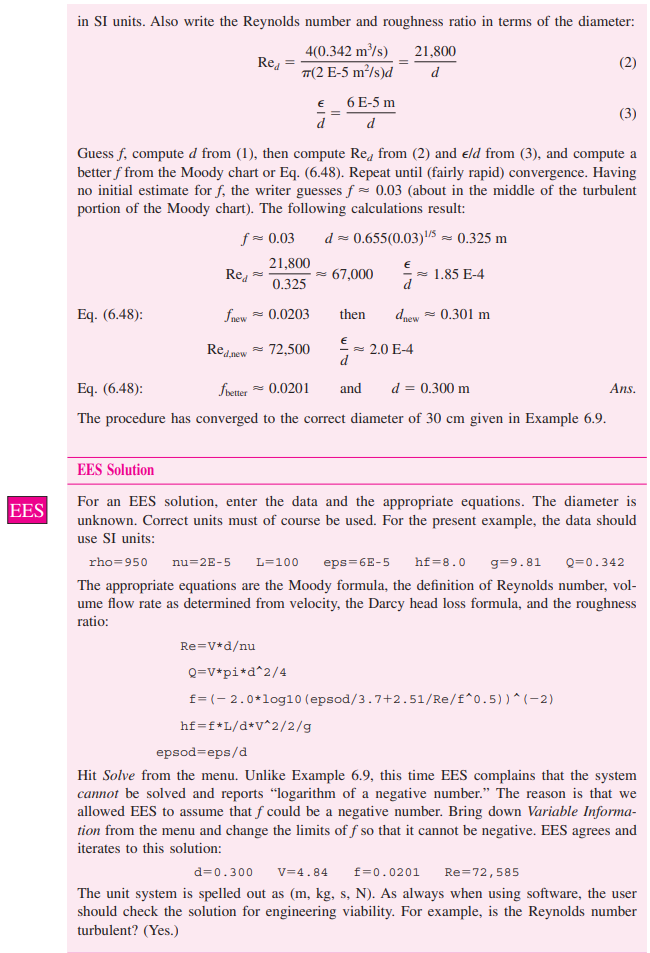 6.73 The Moody chart, Fig. 6.13, is best for finding | Chegg.com