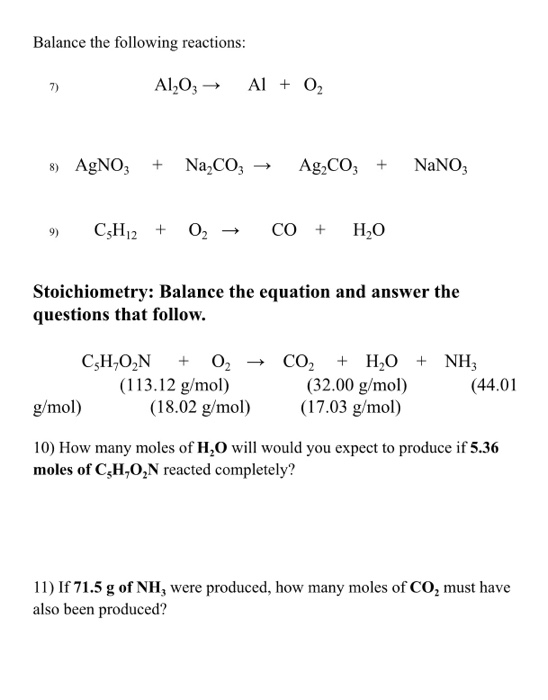 Solved Balance the following reactions: 7) Also, → Al + 02 | Chegg.com