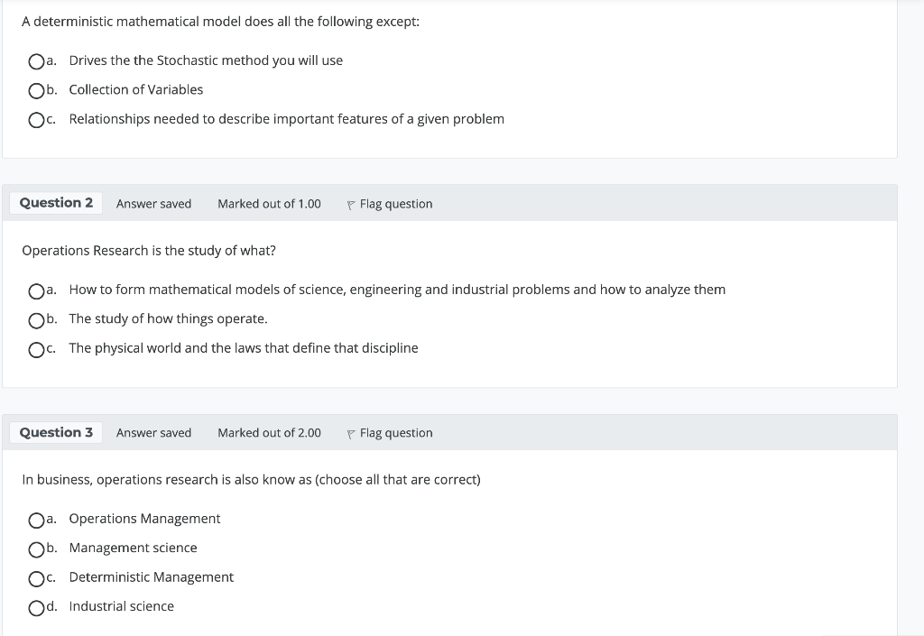 Solved A deterministic mathematical model does all the