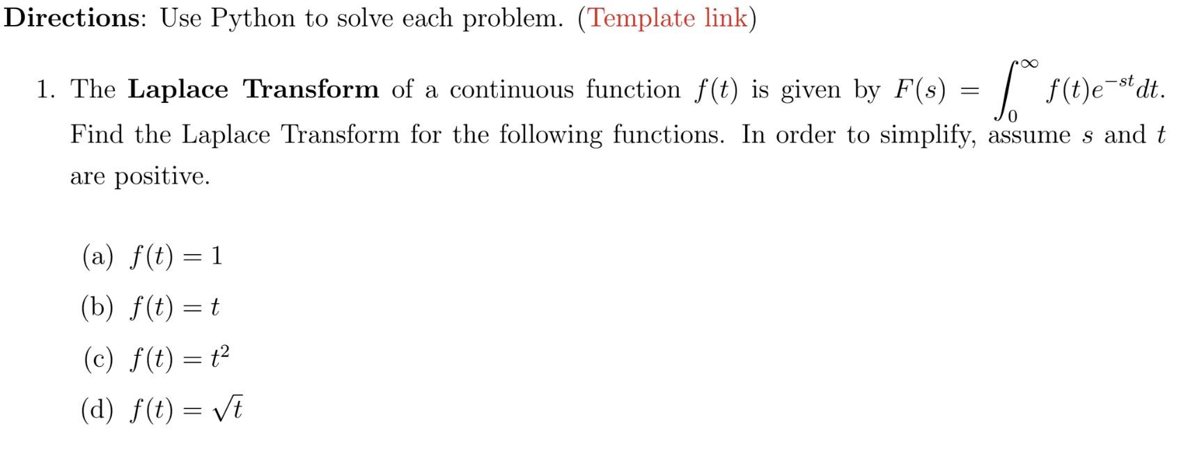 Solved 1. The Laplace Transform of a continuous function | Chegg.com