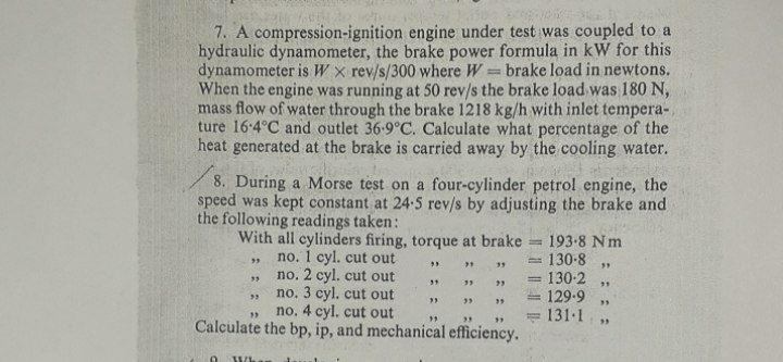 Solved 7. A Compression-ignition Engine Under Test Was | Chegg.com