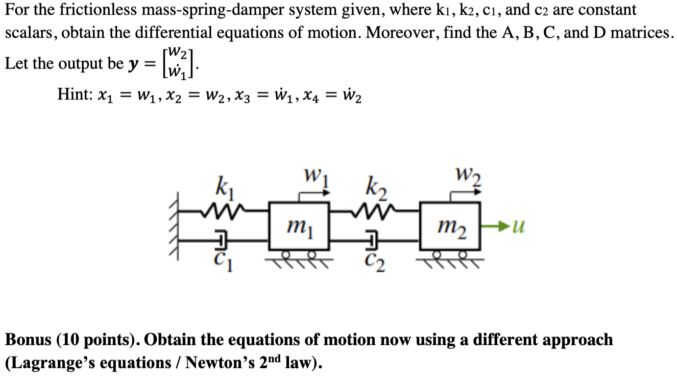 Solved For The Frictionless Mass Spring Damper System Given 6156