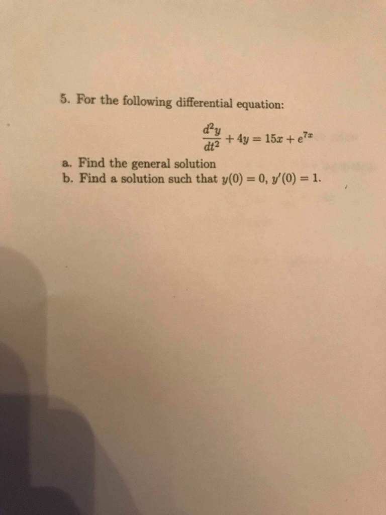 Solved For The Following Differential Equation : A) Find | Chegg.com