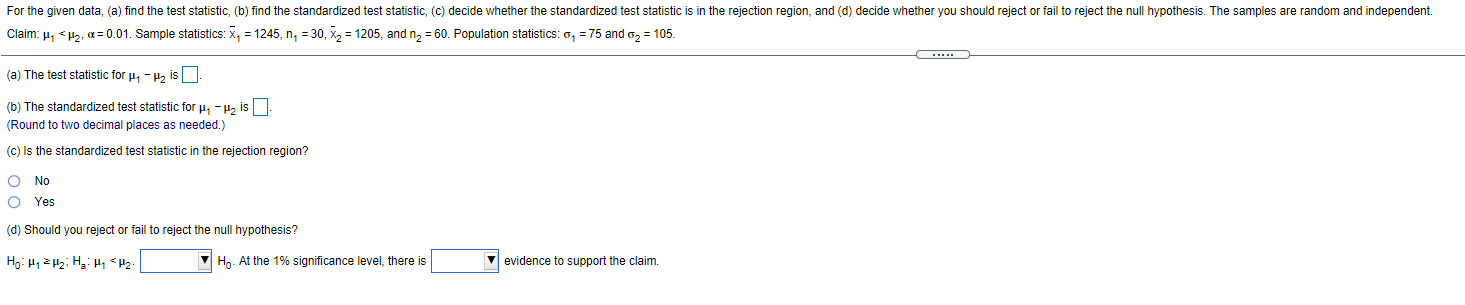 Solved For The Given Data, (a) Find The Test Statistic, (b) | Chegg.com