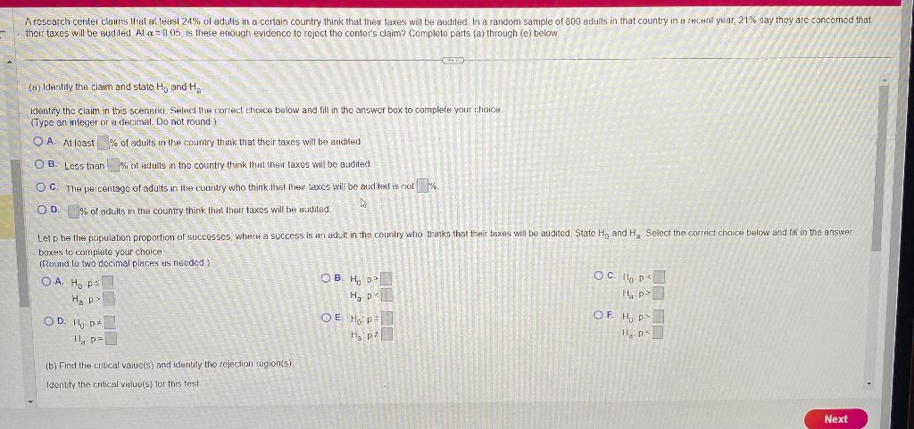 Solved A rosearch center clairis lliel at lees 24% ol adulis | Chegg.com