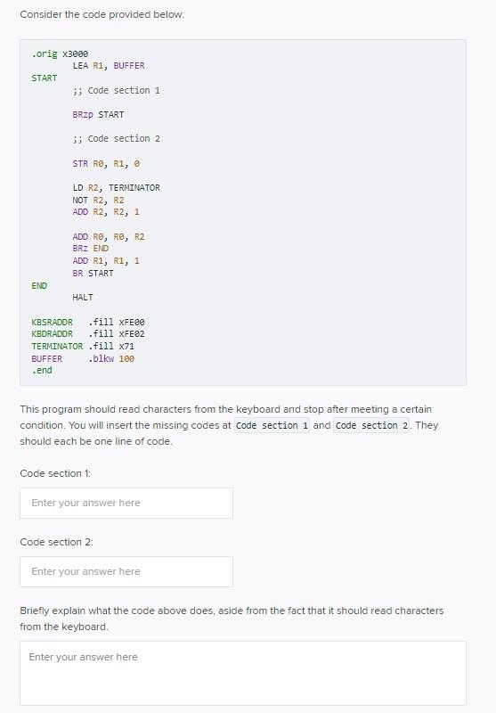 Solved Consider the code provided below: This program should | Chegg.com