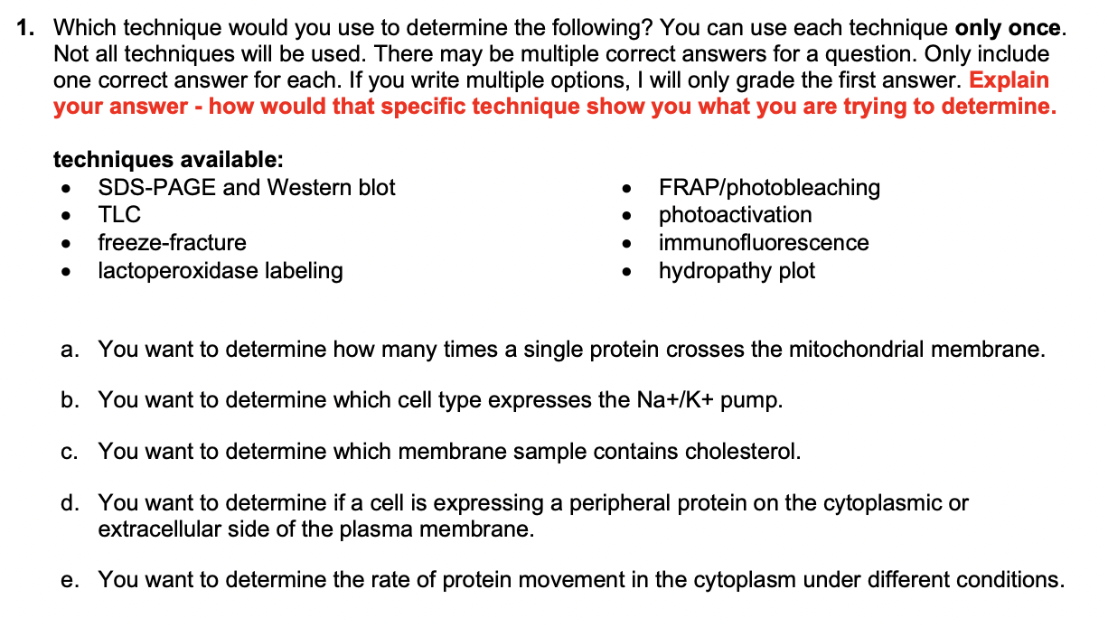 Solved Which Technique Would You Use To Determine The | Chegg.com