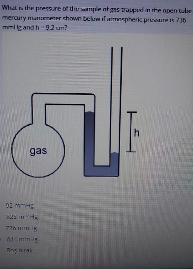 Solved What is the pressure of the sample of gas trapped in