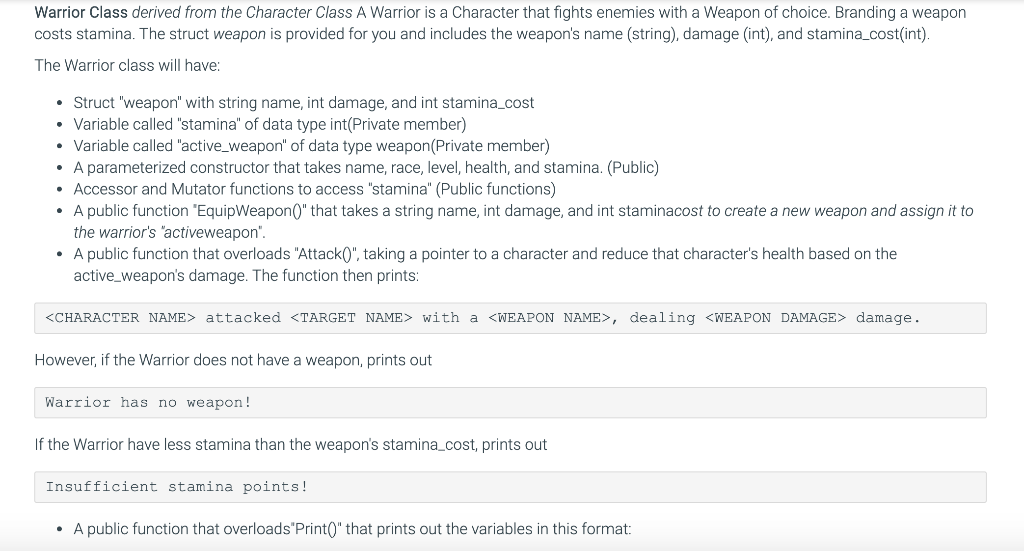 In this exercise, you will implement a basic RPG game | Chegg.com