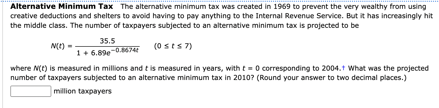 Solved Alternative Minimum Tax The alternative minimum tax | Chegg.com