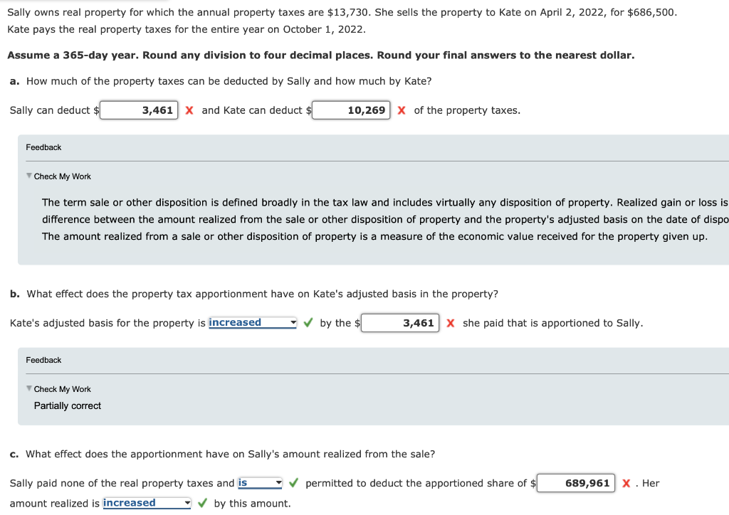 Solved Sally owns real property for which the annual