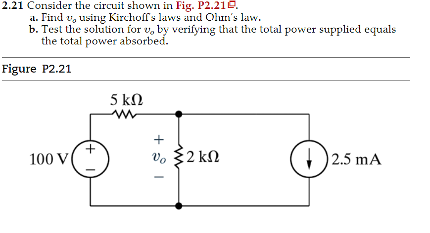 Solved 2.21 Consider the circuit shown in Fig. P2.21 ㅁ. a. | Chegg.com