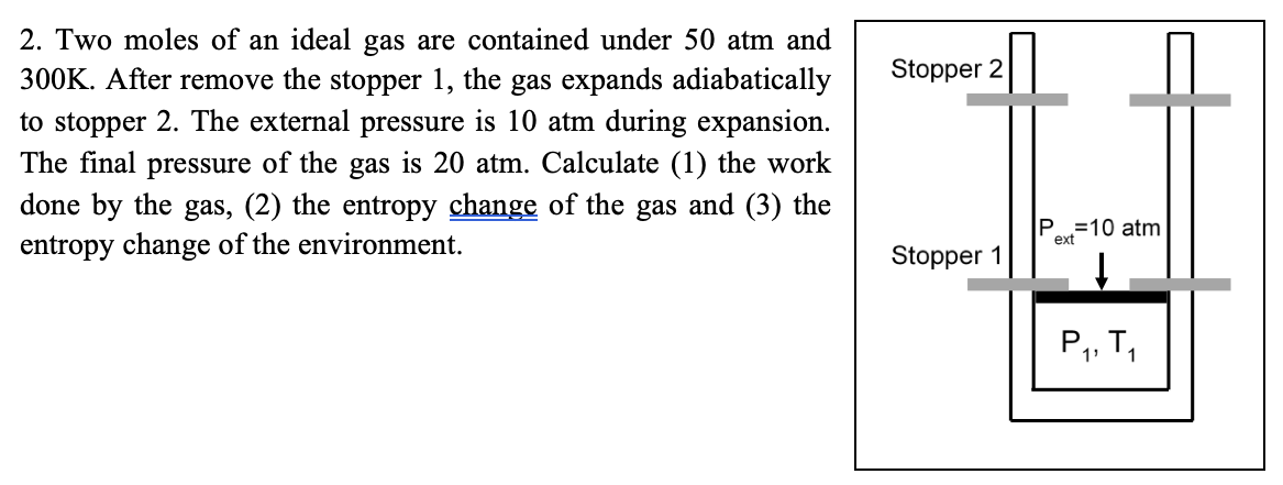 Solved Two moles of an ideal gas are contained under 50atm | Chegg.com