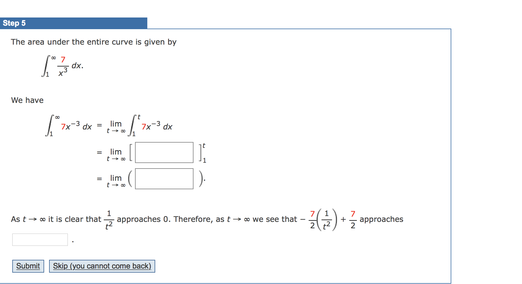 Solved Step 5 The area under the entire curve is given by ' | Chegg.com