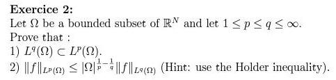Solved Exercice 2: Let I be a bounded subset of RN and let 1 | Chegg.com
