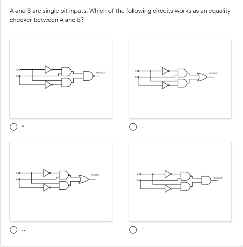 A and B are single bit inputs. Which of the following | Chegg.com