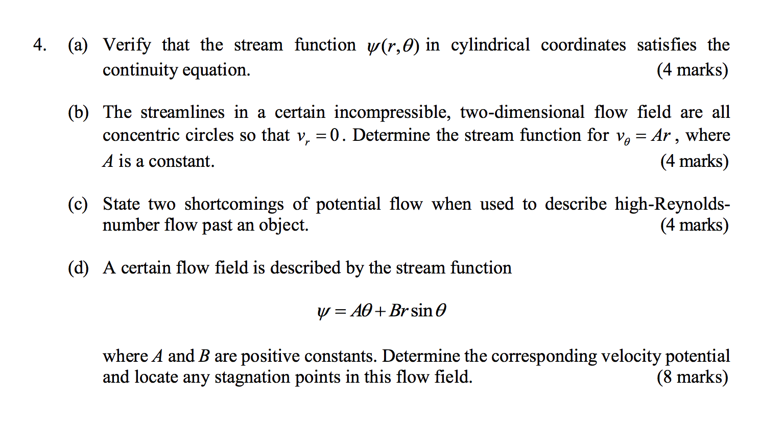 Solved 4. (a) Verify that the stream function y(r,() in | Chegg.com