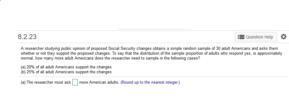 Solved 8.2.23 Question Help A Researcher Studying Public | Chegg.com