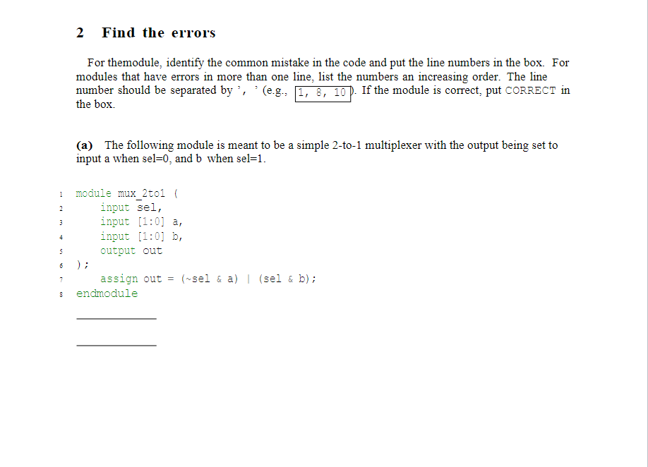 Solved 1 Avoid unintentional latch synthesis For each of the | Chegg.com