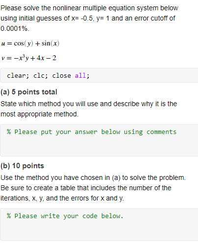 Solved Please solve the nonlinear multiple equation system | Chegg.com