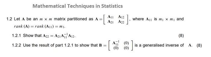 Solved Mathematical Techniques in Statistics 1.2 Let A be an