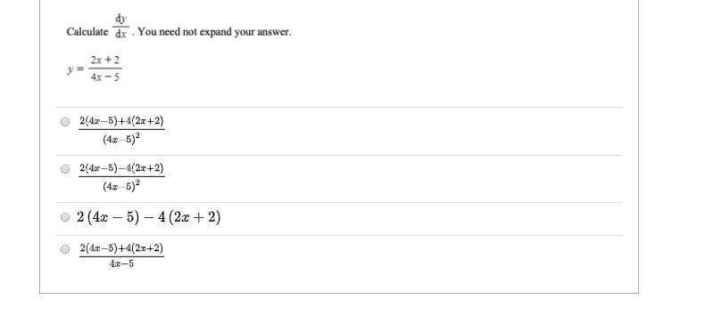 Calculate Dx You Need Not Expand Your Answer Y Chegg Com
