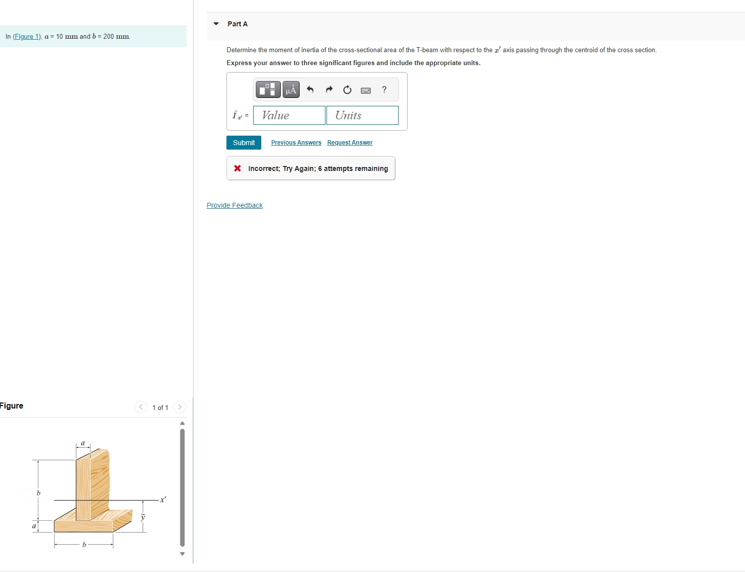 In (Figure 1) ﻿a=10mm and b=200mm.Figure\times | Chegg.com