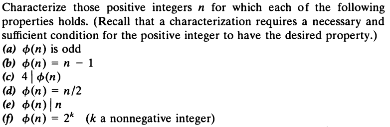 Solved Characterize those positive integers n for which each | Chegg.com