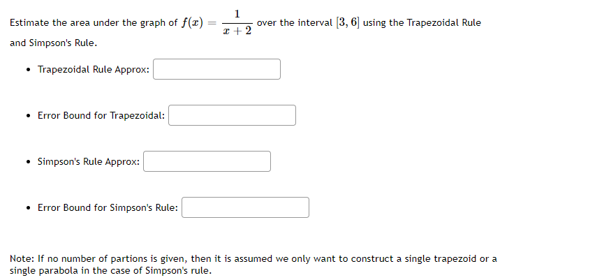 Solved 1 Over The Interval [3, 6) Using The Trapezoidal Rule | Chegg.com