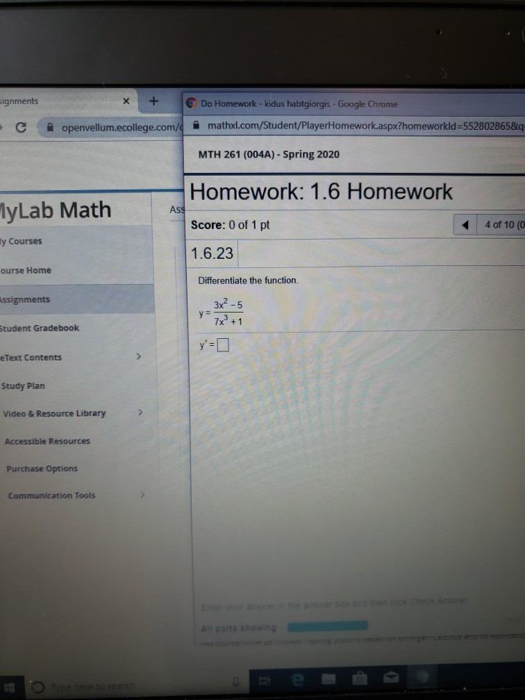 Solved Do Homework - Kidus Habtgiorgis - Google Chrome | Chegg.com