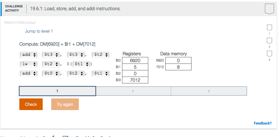 Solved CHALLENGE ACTIVITY 19.6.1: Load, store, add, and addi | Chegg.com