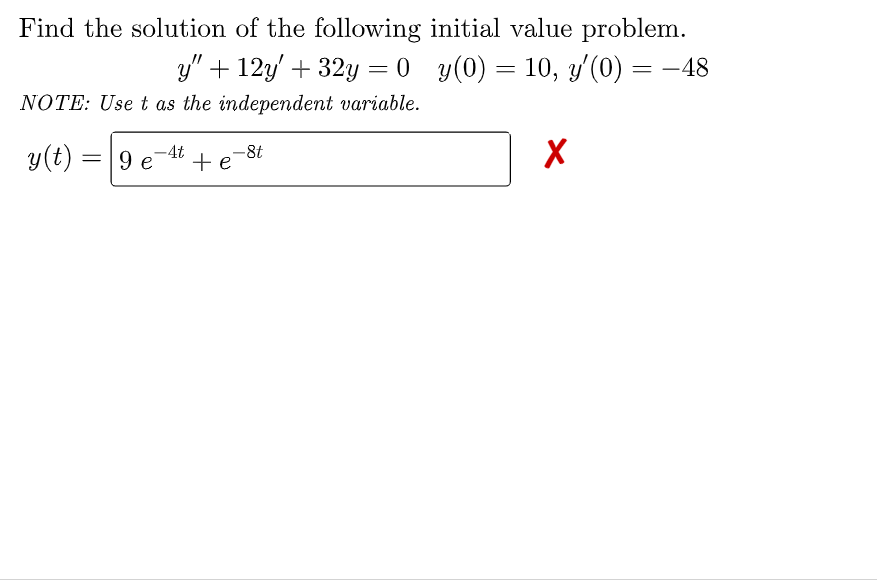 Solved = = = Find The Solution Of The Following Initial | Chegg.com