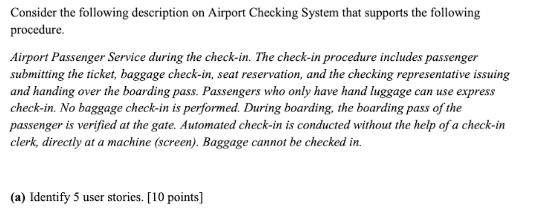 Solved Consider The Following Description On Airport | Chegg.com