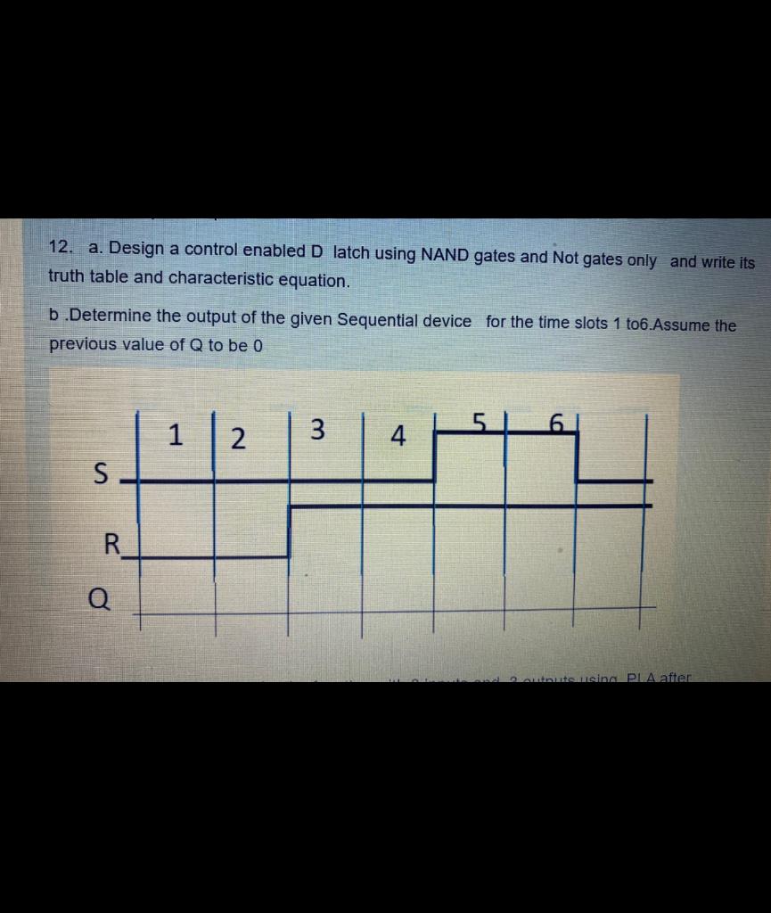 Solved 12. a. Design a control enabled D latch using NAND | Chegg.com